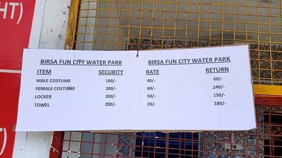Birsa Fun City Price List